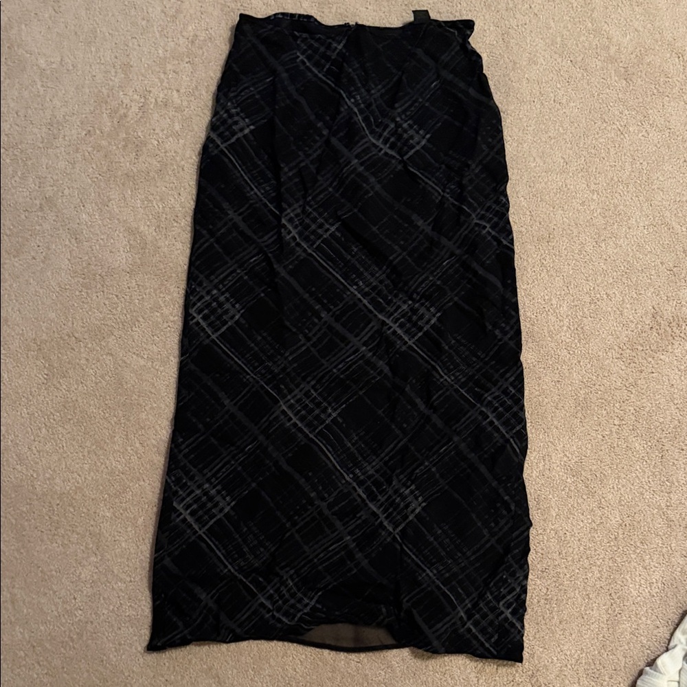 Express Black and Gray Plaid Maxi Skirt